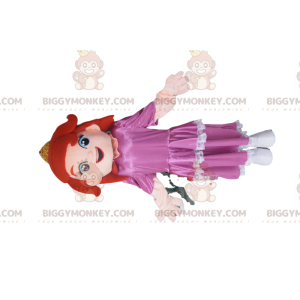 Prinsesse BIGGYMONKEY™ maskotkostume med pink satinkjole. -