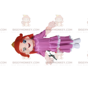 Prinsesse BIGGYMONKEY™ maskotkostume med pink satinkjole. -