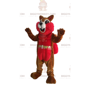 BIGGYMONKEY™ Costume da mascotte Scoiattolo marrone e rosso con