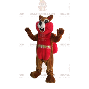 Traje de Mascote BIGGYMONKEY™ Esquilo Marrom e Vermelho com
