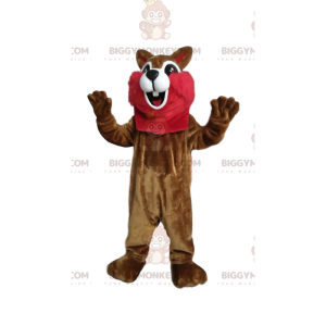 Traje de Mascote BIGGYMONKEY™ Esquilo Marrom e Vermelho com
