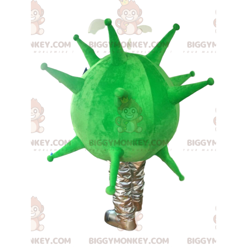 Costume de mascotte BIGGYMONKEY™ de virus vert fluo et gris. Costume de mascotte BIGGYMONKEY™ de virus vert fluo et gris.