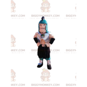 BIGGYMONKEY™ Roman Warrior-maskotkostyme med blå hjelm og rustning - Menneskelige maskoter - BiggyMonkey.com