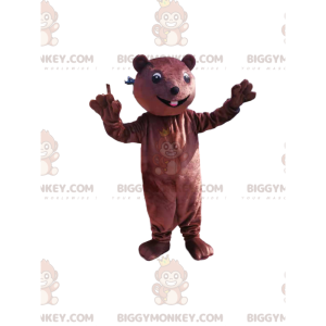 BIGGYMONKEY™ Brown Beaver Mascot Costume with Small Snout -