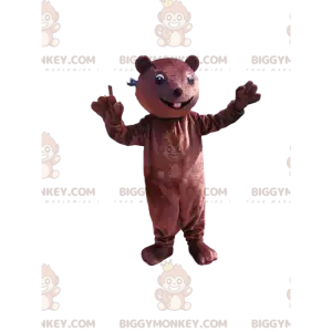 BIGGYMONKEY™ Brown Beaver Mascot Costume with Small Snout –