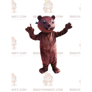 Στολή μασκότ BIGGYMONKEY™ Brown Beaver με μικρό ρύγχος -