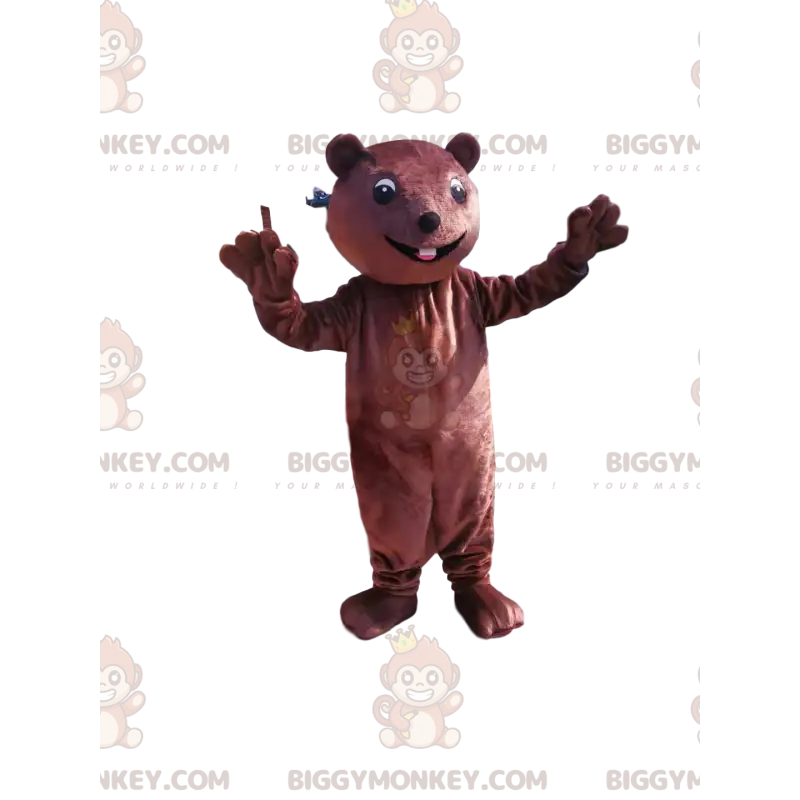 BIGGYMONKEY™ Brown Beaver Mascot Costume with Small Snout –