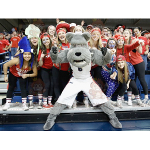 BIGGYMONKEY™ Gray Bulldog Dog Mascot Costume In Sportswear -