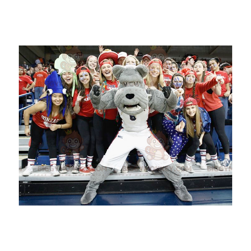 BIGGYMONKEY™ Gray Bulldog Dog Mascot Costume In Sportswear – BIGGYMONKEY™ Gray Bulldog Dog Mascot Costume In Sportswear –
