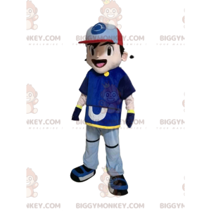 Boy BIGGYMONKEY™ Mascot Costume In Sportswear With Cap -