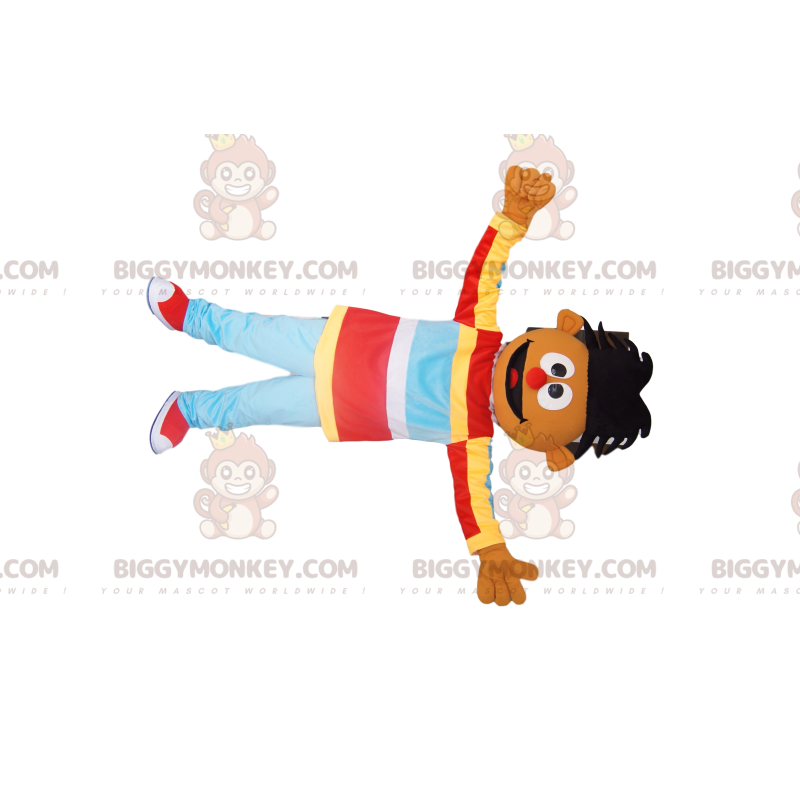 Boy's BIGGYMONKEY™ mascot costume with quirky hair and red