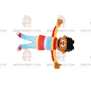 Boy's BIGGYMONKEY™ mascot costume with quirky hair and red