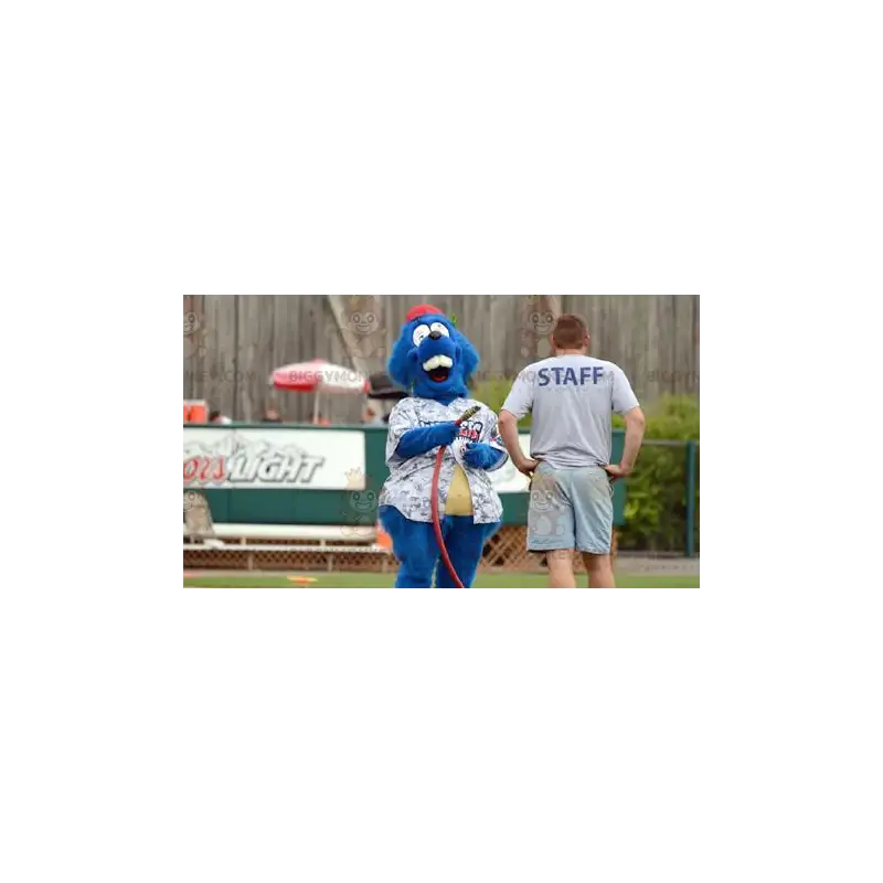 BIGGYMONKEY™ Mascot Costume All Hairy Blue Beaver in Shirt – BIGGYMONKEY™ Mascot Costume All Hairy Blue Beaver in Shirt –