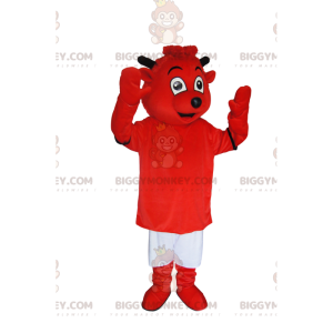 Kostým maskota BIGGYMONKEY™ velmi usměvavého malého červeného