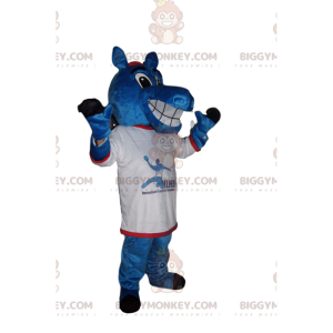 Fantasia de mascote Happy Blue Horse BIGGYMONKEY™ com camisa de