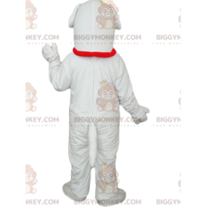 BIGGYMONKEY™ Mascot Costume White Dog with Red Collar and Bell
