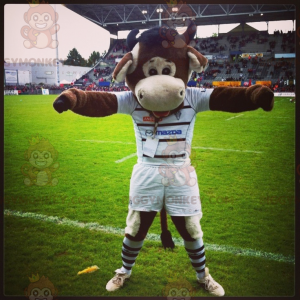 Kostým maskota hnědé krávy BIGGYMONKEY™ ve sportovním oblečení