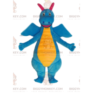 Costume de mascotte BIGGYMONKEY™ de dinosaure bleu et jaune