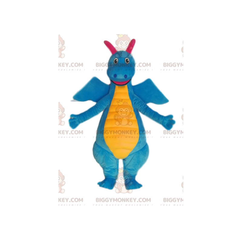 Sehr lächelndes blaues und gelbes Dinosaurier BIGGYMONKEY™ Sehr lächelndes blaues und gelbes Dinosaurier BIGGYMONKEY™