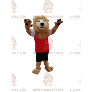 Lion BIGGYMONKEY™ mascot costume with his beautiful mane, in