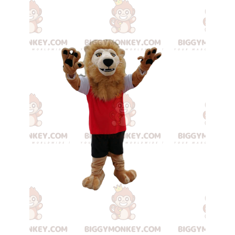 Lion BIGGYMONKEY™ mascottekostuum met zijn mooie manen, in Lion BIGGYMONKEY™ mascottekostuum met zijn mooie manen, in