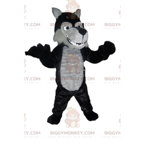 Black and Gray Wolf BIGGYMONKEY™ Mascot Costume. wolf costume -