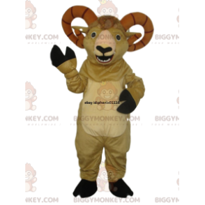 BIGGYMONKEY™ Maskottchenkostüm aus beigefarbener Ziege mit