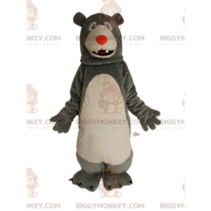 BIGGYMONKEY™ Mascot Costume Gray and White Bear with Red Muzzle