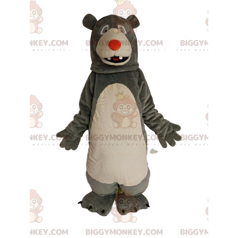 Disfraz de mascota BIGGYMONKEY™ Oso gris y blanco con bozal Disfraz de mascota BIGGYMONKEY™ Oso gris y blanco con bozal