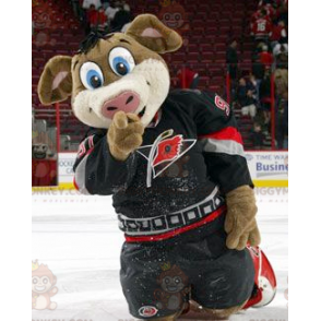 BIGGYMONKEY™ Mascot Costume Brown Pig With Blue Eyes In
