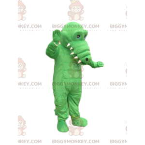 Costume de mascotte BIGGYMONKEY™ de crocodile vert. Costume de