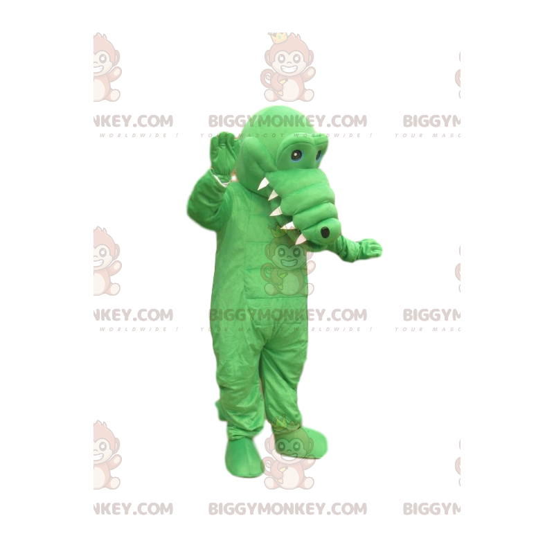 Vihreä krokotiili BIGGYMONKEY™ maskottiasu. Krokotiilin puku - Vihreä krokotiili BIGGYMONKEY™ maskottiasu. Krokotiilin puku -