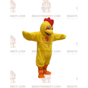 Super Happy Yellow Chicken BIGGYMONKEY™ Mascot Costume. chicken