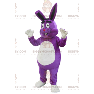 Very Happy Purple Rabbit BIGGYMONKEY™ Mascot Costume. bunny