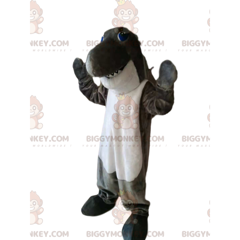 Super leuk BIGGYMONKEY™ mascottekostuum met grijze en witte Super leuk BIGGYMONKEY™ mascottekostuum met grijze en witte