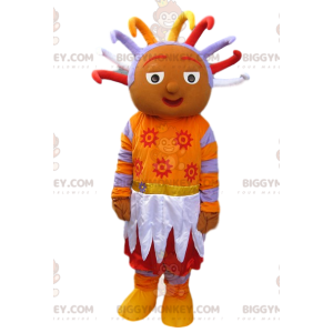 Folk oranje karakter BIGGYMONKEY™ mascottekostuum met origineel