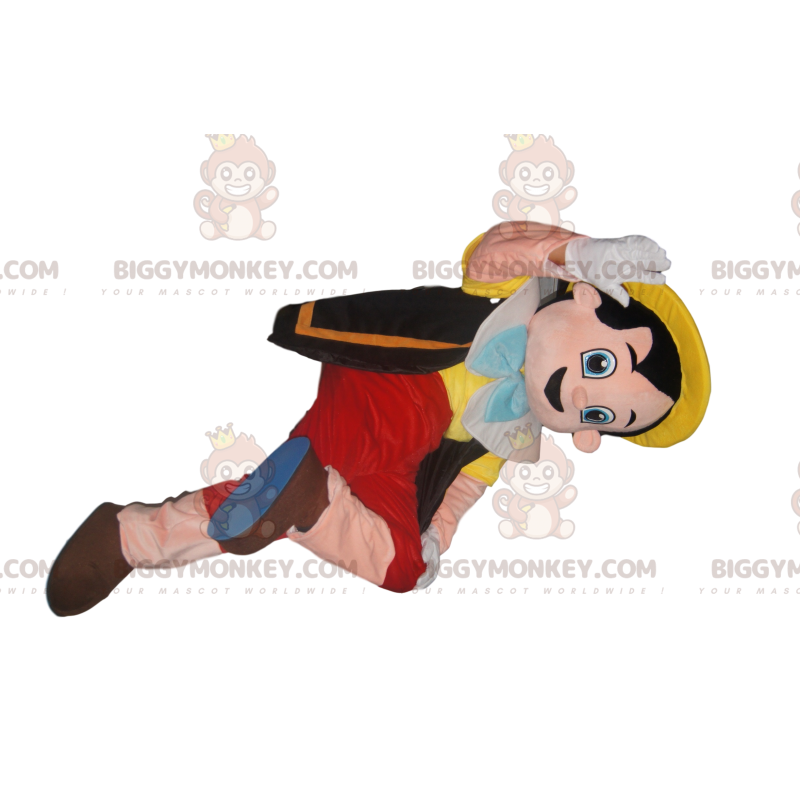 Pinocchion BIGGYMONKEY™ maskottiasu hänen keltaisella Pinocchion BIGGYMONKEY™ maskottiasu hänen keltaisella
