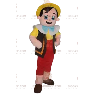 Traje de mascote BIGGYMONKEY™ de Pinóquio com seu chapéu