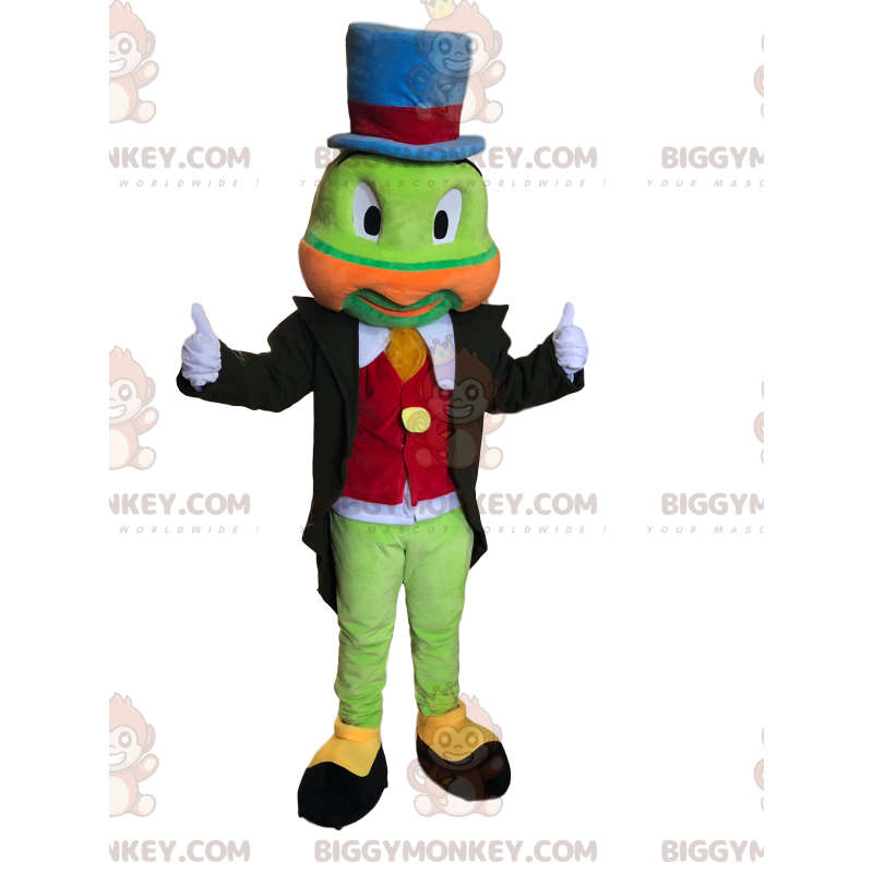 Kostium maskotki zielonego świerszcza BIGGYMONKEY™ z kolorowym Kostium maskotki zielonego świerszcza BIGGYMONKEY™ z kolorowym