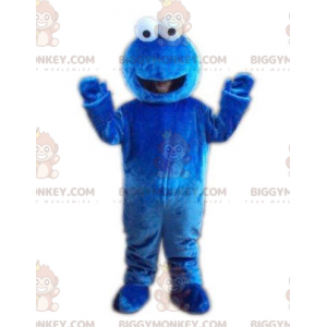 BIGGYMONKEY™ Maskottchenkostüm Blaues Monster mit Kulleraugen -