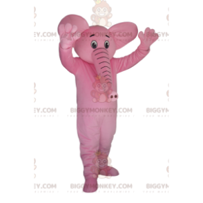 Very Happy Pink Elephant BIGGYMONKEY™ Mascot Costume. elephant