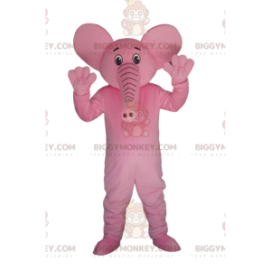 Zeer vrolijk BIGGYMONKEY™-mascottekostuum met roze olifant.