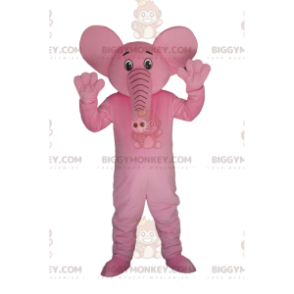 Very Happy Pink Elephant BIGGYMONKEY™ Mascot Costume. elephant