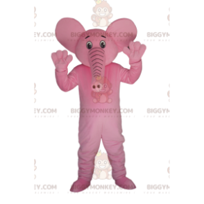 Zeer vrolijk BIGGYMONKEY™-mascottekostuum met roze olifant.