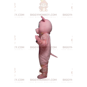 Costume de mascotte BIGGYMONKEY™ de cochon rose, avec un joli