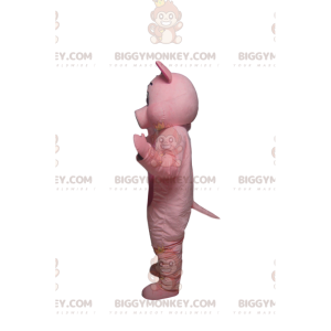 Στολή μασκότ BIGGYMONKEY™ από ροζ γουρουνάκι, με χαριτωμένο