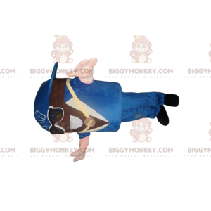Στολή μασκότ Snowman BIGGYMONKEY™ με μπλε κοστούμι και γυαλιά