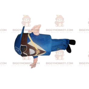 Traje de mascote de boneco de neve BIGGYMONKEY™ com terno azul
