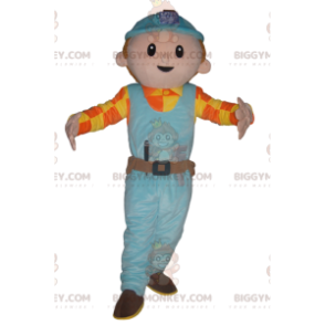 Handyman BIGGYMONKEY™ Maskottchenkostüm mit blauem Schutzhelm -