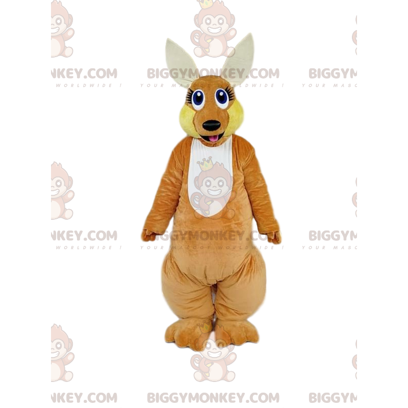 BIGGYMONKEY™ Mascot Costume Brown Kangaroo With Awake Look -